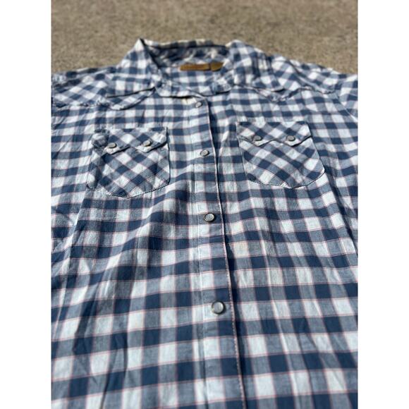 Wrangler Blouse Women Size Medium Plaid Pearl Snap Western Long Sleeve Shirt - Picture 3 of 11